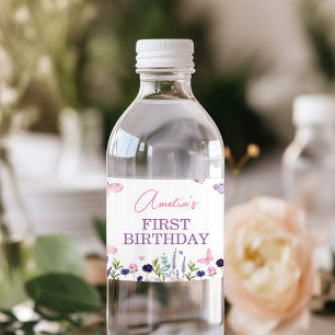 Floral Butterfly Garden Geburtstagsparty Wasserbal Wasserflaschenetikett