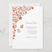 Floral Butterfly Garden Hochzeit Danke Karte (Rückseite)