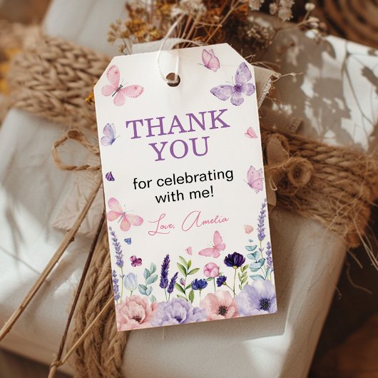 Floral Butterfly Garden Party Vielen Dank für Ihre Geschenkanhänger