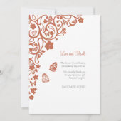 Floral Butterfly Garden Terracotta Hochzeitsreise  Dankeskarte (Rückseite)