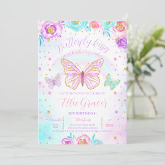 Floral Butterfly Geburtstag Einladung
