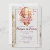 Floral Butterfly Heißluftballon Geburtstag Einladung (Vorderseite)