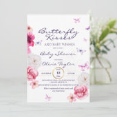 Floral Butterfly Kisses Baby Shower Einladung (Stehend Vorderseite)