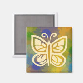 Floral Butterfly Magnet Square (Vorderseite/Rückseite)