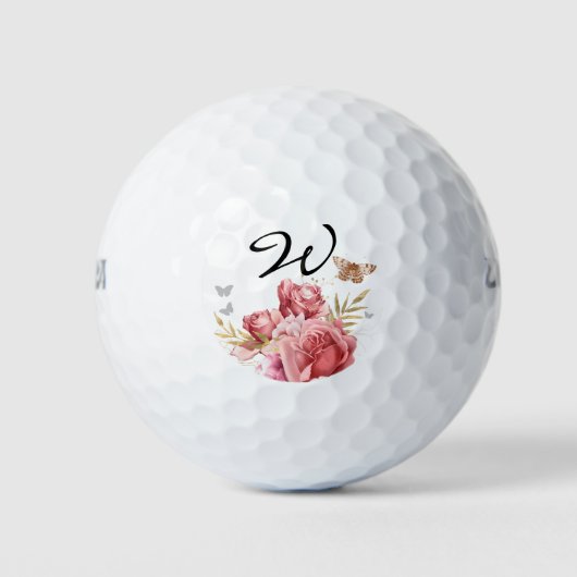 Floral Butterfly Mit Monogramm Golfplätze Golfball (Vorderseite)
