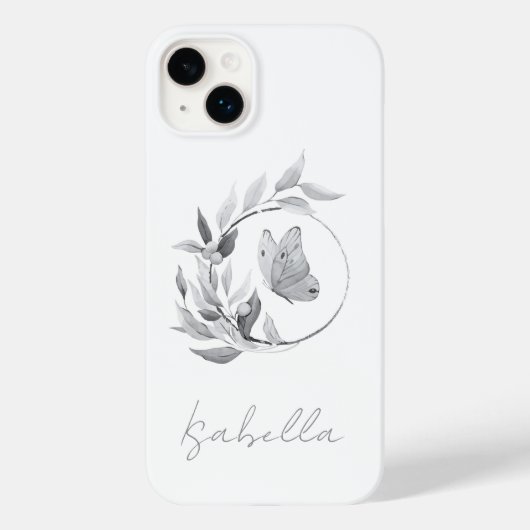 Floral Butterfly Monochrome Einfache Stilbezeichnu Case-Mate iPhone Hülle (Rückseite)
