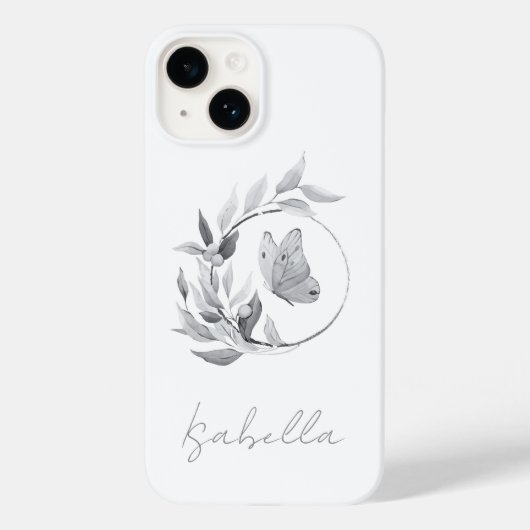 Floral Butterfly Monochrome Einfache Stilbezeichnu Case-Mate iPhone Hülle (Rückseite)