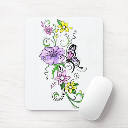 Floral Butterfly Mousepad (Mit Mouse)