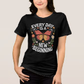 Floral Butterfly Neue Beginnpositivität Tri-Blend Shirt (Vorderseite)
