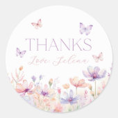 Floral Butterfly Pastel Bridal Shower Favor  Runder Aufkleber (Vorderseite)