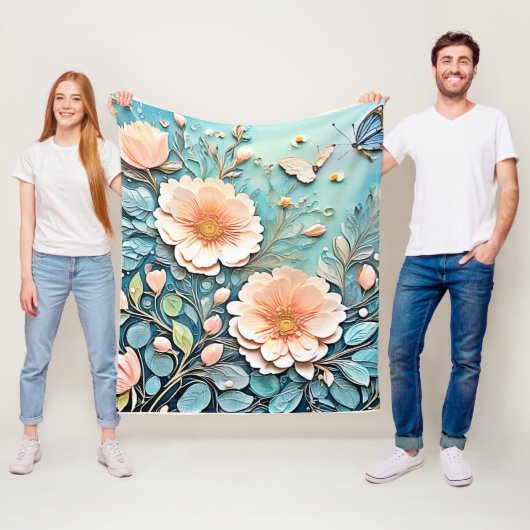 Floral Butterfly Pastell Art Fleecedecke (Beispiel)