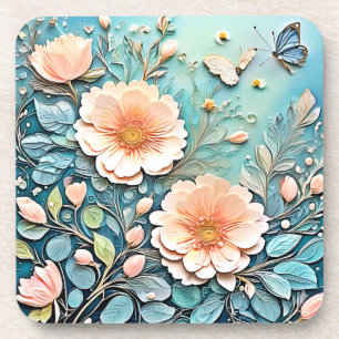 Floral Butterfly Pastell Art Getränkeuntersetzer