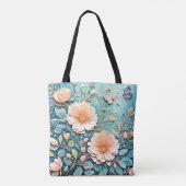 Floral Butterfly Pastell Art Tasche (Rückseite)