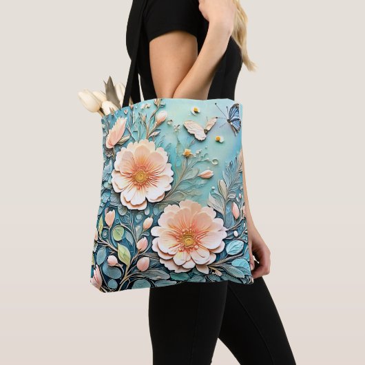 Floral Butterfly Pastell Art Tasche (Von Nahem)