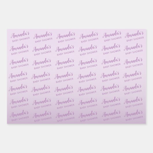 Floral Butterfly Personalisiert Girl Baby Dusche Geschenkpapier Set (Vorderseite 2)