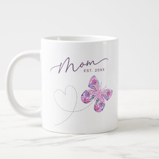 Floral Butterfly Personalisierte Mama Jumbo-Tasse (Links)