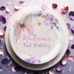 Floral Butterfly Pink Garden Girl Birthday Pappteller<br><div class="desc">Eine wunderbare Ergänzung zu Ihrem Party. Schmetterlingsthema.</div>