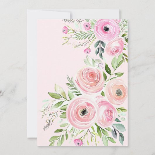 Floral Butterfly Pink Girl Babydusche Einladung (Rückseite)