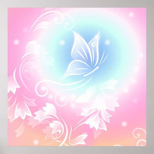 Floral Butterfly Pink Poster (Vorne)
