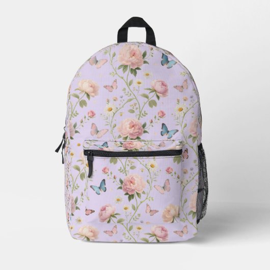 Floral Butterfly-Rucksack mit Peonys Bedruckter Rucksack (Vorderseite)