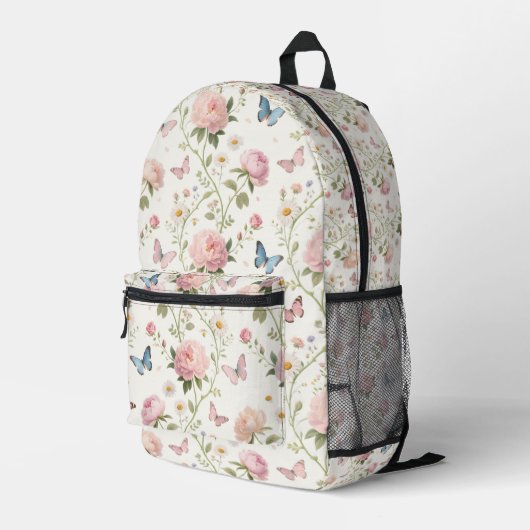 Floral Butterfly-Rucksack mit Peonys Bedruckter Rucksack (Rückseitige Ecke Rechts)