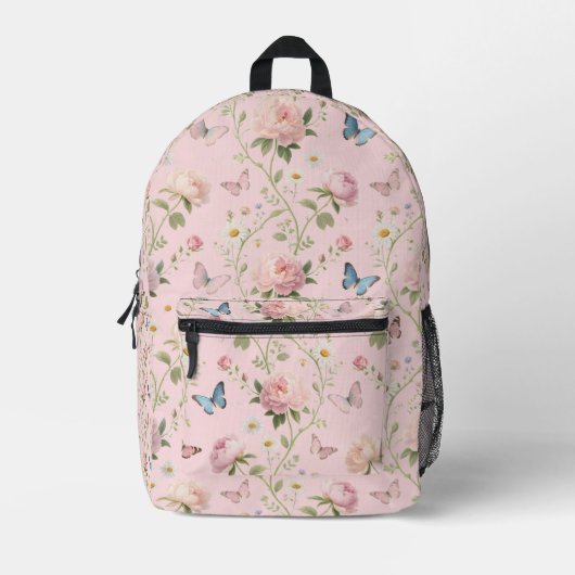 Floral Butterfly-Rucksack mit Peonys Bedruckter Rucksack (Vorderseite)