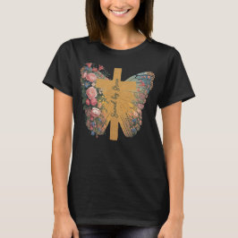Floral Butterfly Saved by Grace Christian Design T-Shirt