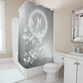 Floral Butterfly Silver White Fantasy Duschvorhang (Beispiel)