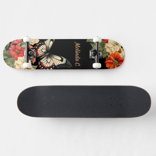 Floral Butterfly Skate Deck Skateboard (Horizontal)