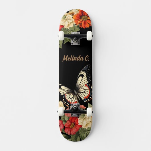Floral Butterfly Skate Deck Skateboard (Vorderseite)