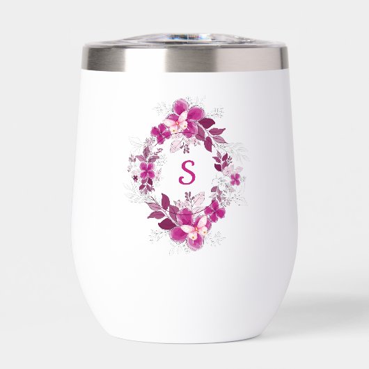 Floral Butterfly Stemless Wine Tumbler (Vorderseite)