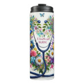 Floral Butterfly Stethoscope Nurse Heart Thermosbecher (Vorderseite)