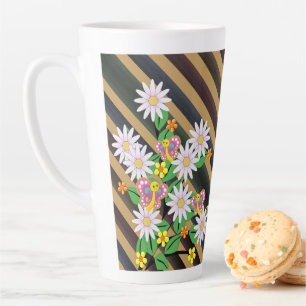 Floral Butterfly Streifen Latte Tasse