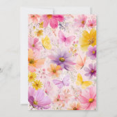 Floral Butterfly Taufe Christening Girl Bright Einladung (Rückseite)