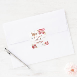 Floral Butterfly Taufen Personalisierter Aufkleber