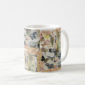 Floral Butterfly Vintag Ephemera Decoupage Kaffeetasse (VorderseiteRechts)