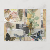 Floral Butterfly Vintag Ephemera Decoupage