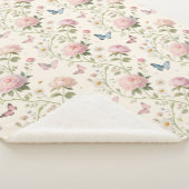 Floral Butterfly Watercolor Blanket Sherpadecke (3/4)