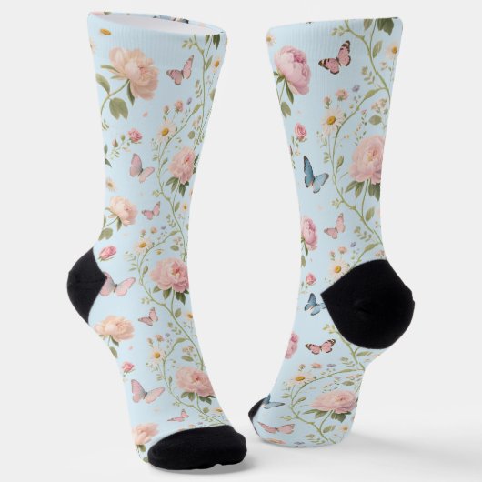 Floral Butterfly Watercolor Socks Socken (Gewinkelt)