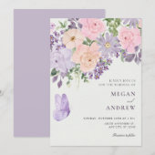 Floral butterfly wedding einladung (Vorne/Hinten)