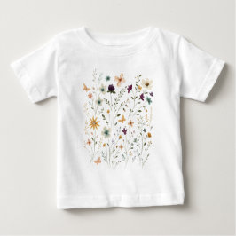 Floral & Butterfly, Whimsical Garden-Inspired Baby T-shirt