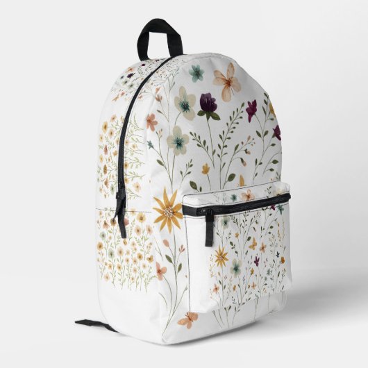 Floral & Butterfly,  Whimsical Garden-Inspired  Bedruckter Rucksack (Rückseitige Ecke links)