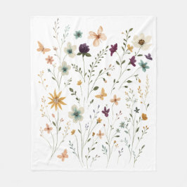Floral & Butterfly, Whimsical Garden-Inspired Fleecedecke