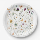 Floral & Butterfly, Whimsical Garden-Inspired Pappteller (Vorderseite)