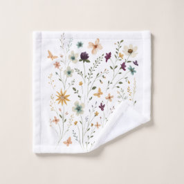 Floral & Butterfly, Whimsical Garden-Inspired Waschlappen
