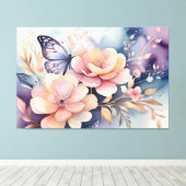Floral Butterfly Whimsy Leinwanddruck (Insitu (Holzboden))