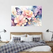 Floral Butterfly Whimsy Leinwanddruck (Insitu (Schlafzimmer))