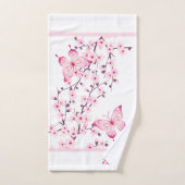 Floral Butterfly White Hot Pink Monogram Badhandtuch Set (Handtuch)