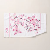 Floral Butterfly White Hot Pink Monogram Badhandtuch Set (Handtuch)