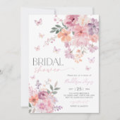 Floral Butterfly Wildblume Brautparty Einladung (Vorderseite)